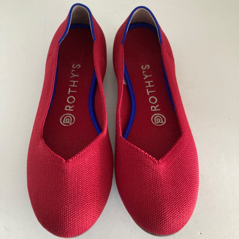 Rothy's Women Shoes The Flat Slip-On Round Toe Classic Red Ballet Flat 7 EUC